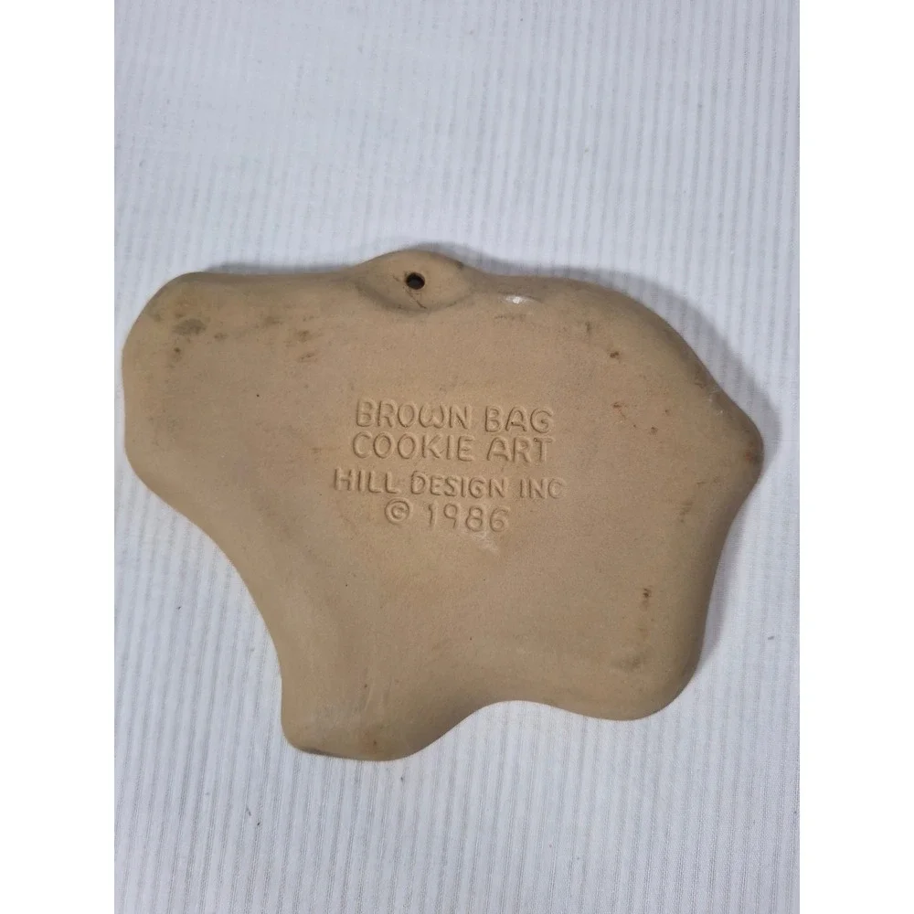 Vintage Brown Bag Cookie Art Stoneware Pig Cookie Mold Farmhouse Kitchen Decor